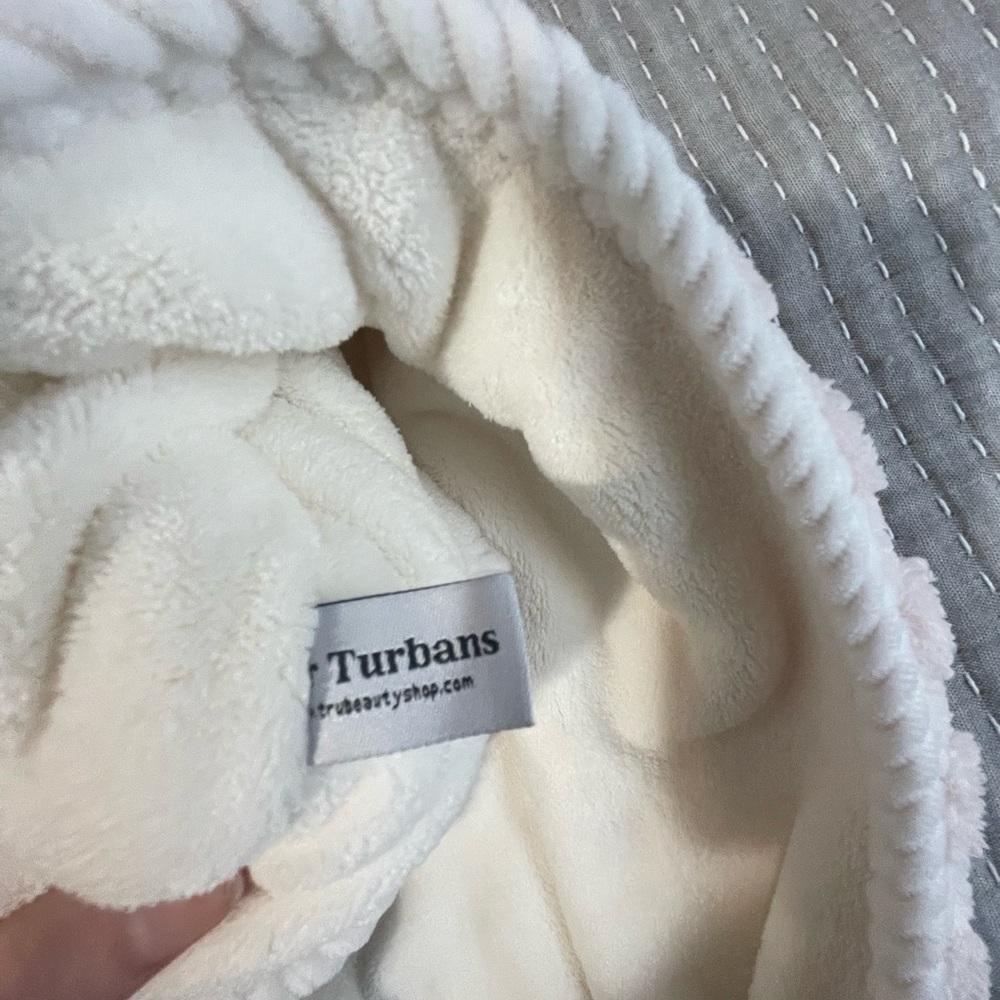 Soft Pink and Cream womens Hooded Hair Towel Wrap new xtra long - Picture 3 of 9